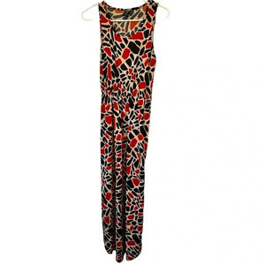 Lildy ladies Printed Pocketed Round Hem Scoop Neck Sleeveless Maxi Dress